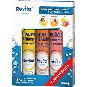 Revital Vitamin C + Multivitamin + Hořčík 3x20 šumivých tablet