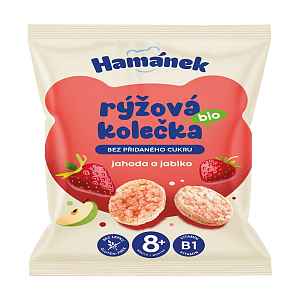 HAMÁNEK Rýžová kolečka jahoda a jablko BIO 35 g