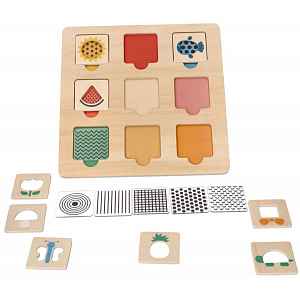 Adam Toys Dřevěná aktivní vkládačka/puzzle se vzory, přírodní