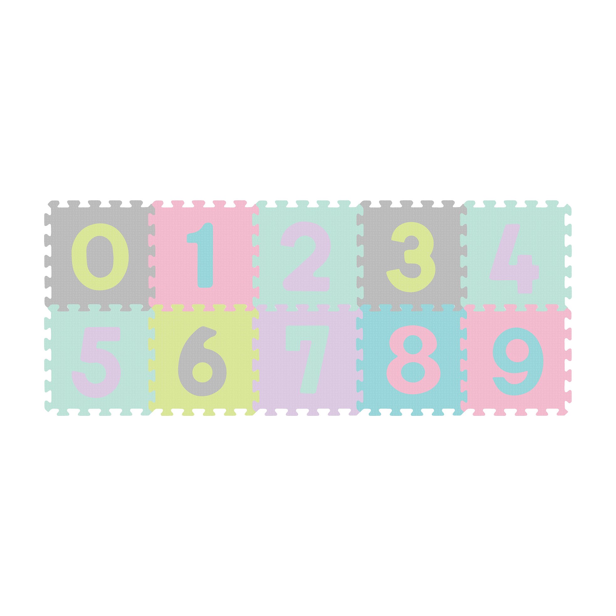 BABYONO Puzzle pěnové čísla 10 ks (6m+) – pastelové