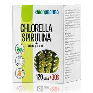 Edenpharma Chlorella Spirulina tablety 120 + 30 zdarma