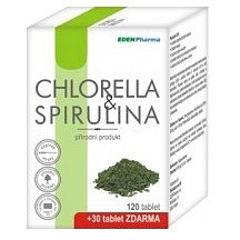 Edenpharma Chlorella Spirulina tablety 120 + 30 zdarma