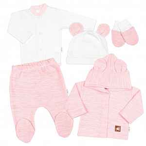 Baby Nellys Pletená sada oblečení pro miminko, Star 5D - růžová vel.  62
