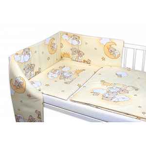Baby Nellys Mantinel s povlečením Premium, 3D sada, Medvídek na žebříku, žlutý, 135x100cm