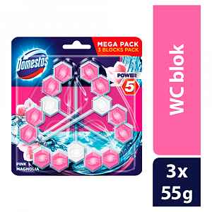 Domestos Power 5 Magnolia tuhý WC blok 3 x 55 g