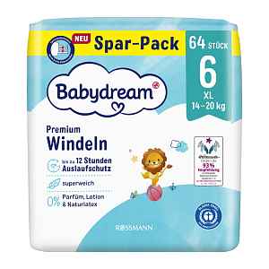 Babydream Pleny Premium XL, 14–20 kg, vel. 6, Jumbo-Pack 64 ks 64 ks