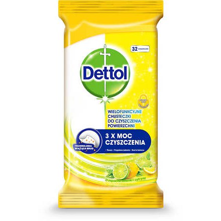 DETTOL Antibakteriální ubrousky na povrchy Citron a Limeta 32ks