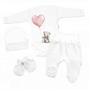 Sada do porodnice pro miminko 4D Teddy Love - bílá/růžová, 62
