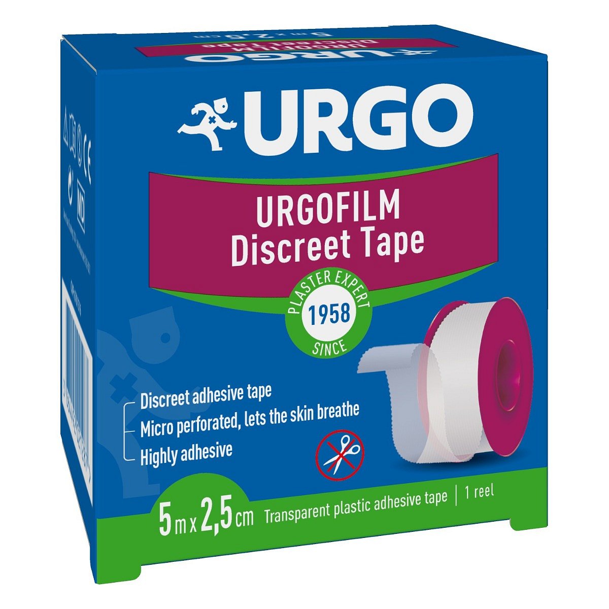 Urgo FILM 5 m x 2,5 cm transparentní fixační náplast 1 ks
