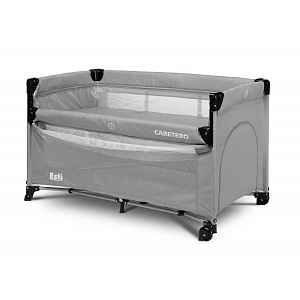 Caretero Cestovní postýlka se stahovací bočnicí, ESTI - šedá