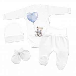 Sada do porodnice pro miminko 4D Teddy Love - bílá/modrá, 50