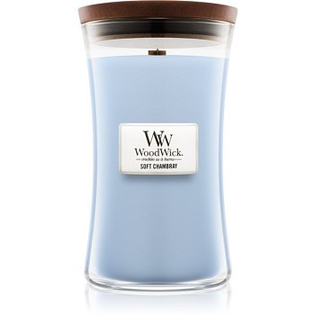 Woodwick Soft Chambray vonná svíčka 609,5 g s dřevěným knotem