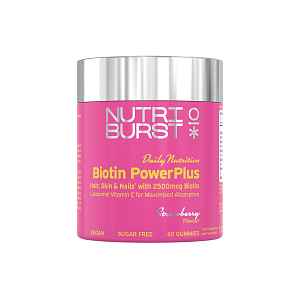 Nutriburst Biotin PowerPlus gumídci pro vlasy, pleť a nehty 60 ks jahoda