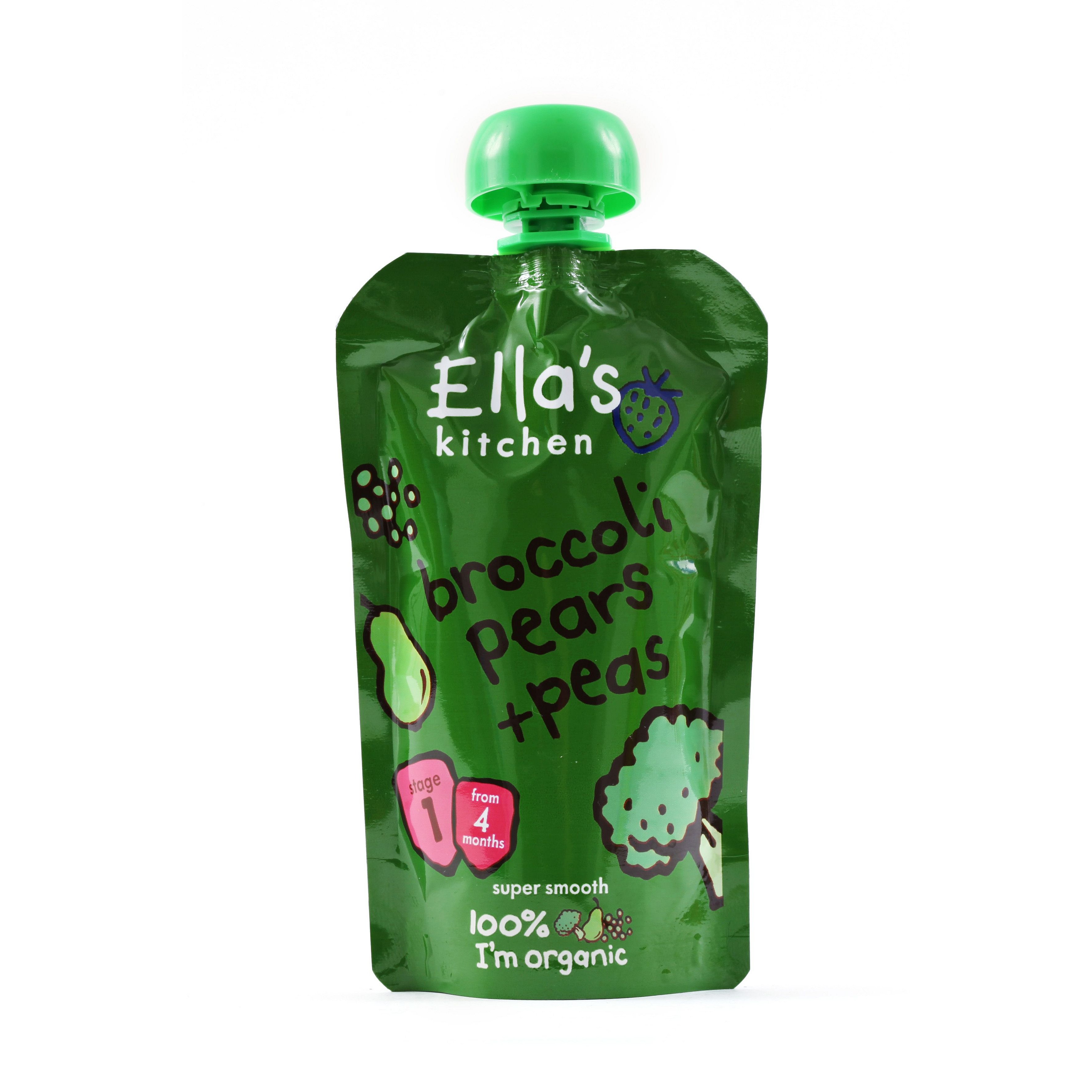Ellas Kitchen BIO Zeleninové pyré brokolice, hruška a hrášek kapsička 120 g