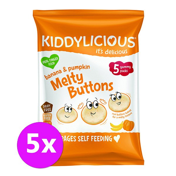 5x KIDDYLICIOUS Ovocno-zeleninové knoflíčky Banán s dýní (6g)