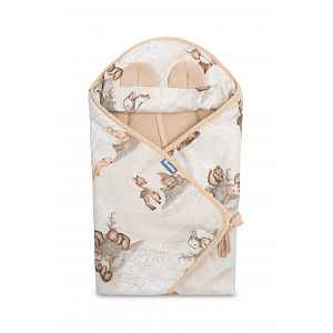 SENSILLO Zavinovačka 2v1 do autosedačky, kočárku, mušelín, bavlna - Zábava v lese, béžová