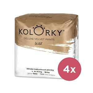 4x KOLORKY DELUXE VELVET PANTS Wild Kalhotky plenkové jednorázové eko L (8-13 kg) 19 ks