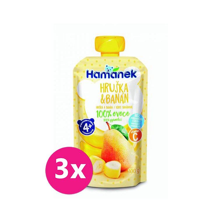 3x HAMÁNEK Hruška & banán 100 g