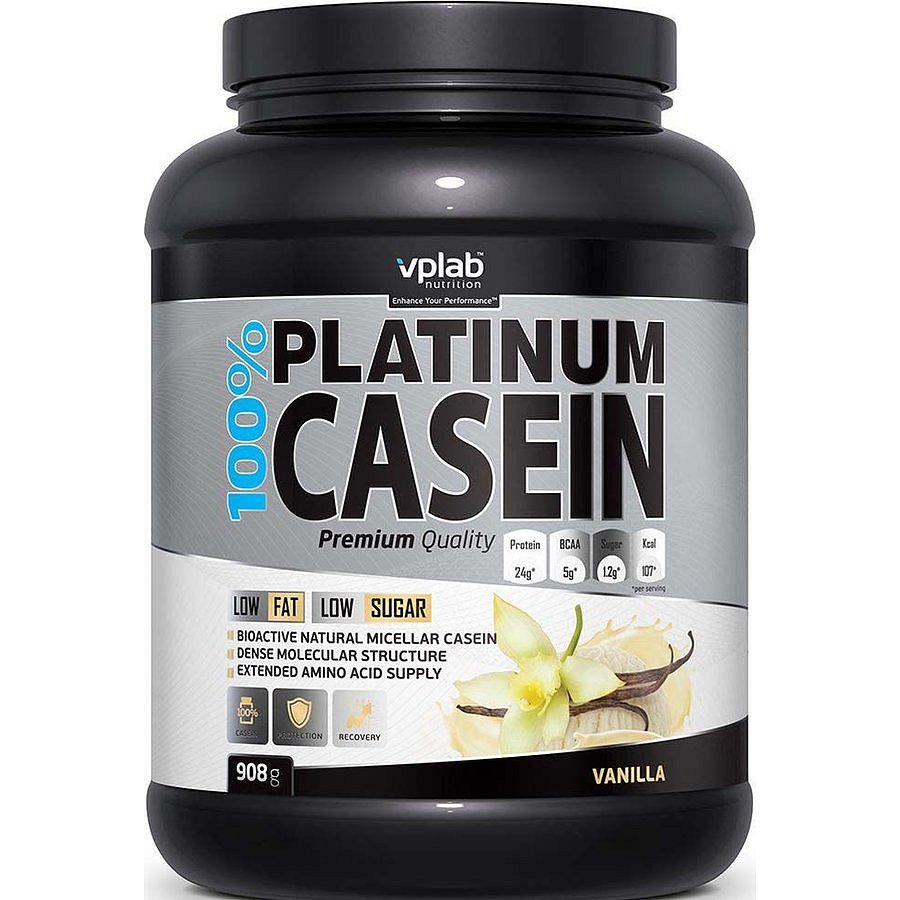 VPLab Platinum Casein 100% 908 g, Micelární Kasein 100%, vanilka