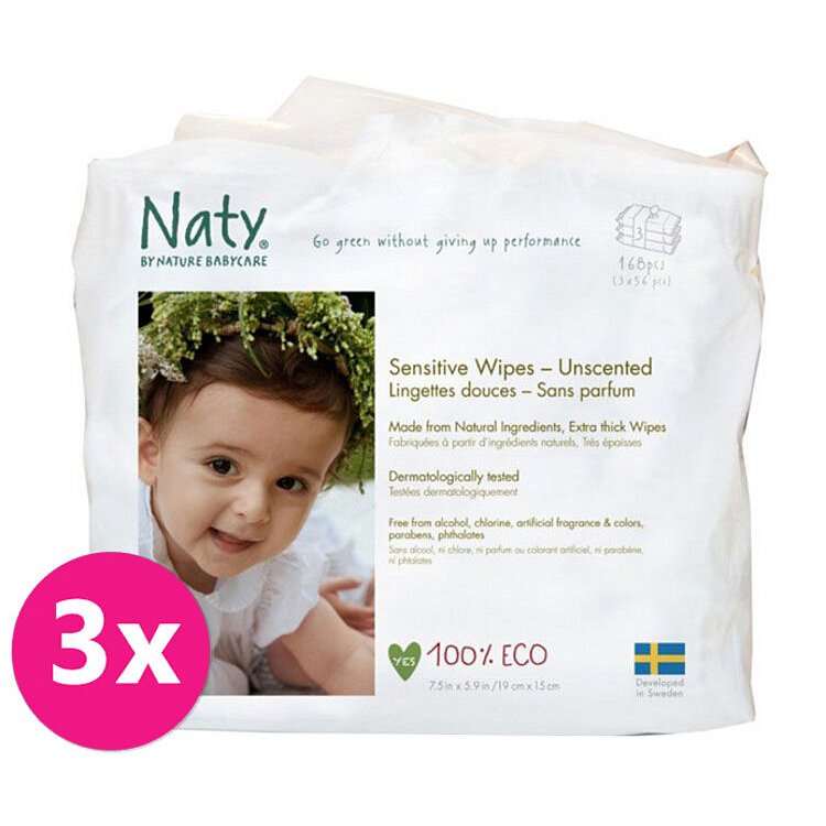 3x ECO BY NATY Dětské vlhčené ubrousky 3x56 ks