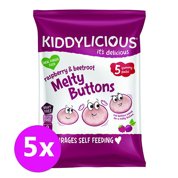5x KIDDYLICIOUS Ovocno-zeleninové knoflíčky Malina s řepou (6g)