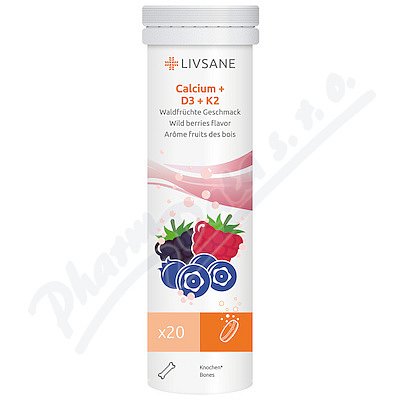 LIVSANE Šumivé tablety Vápník + Vitamin D3+K2 20ks