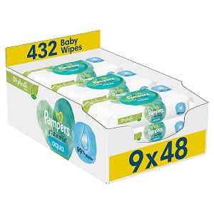 Pampers Harmonie Aqua Plastic Free Vlhčené ubrousky 9 x 48 ks