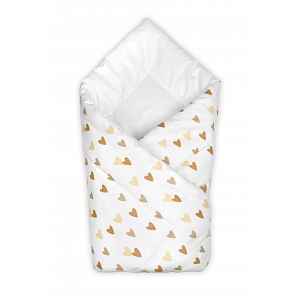 Baby Nellys Kojenecká zavinovačka klasik Srdíčka - bílá, béžová