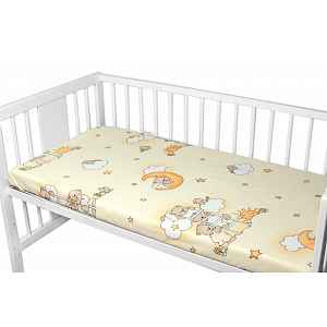 Baby Nellys Prostěradlo do postýlky 140x70cm, bavlna Premium, Medvídek na žebříku, žluté