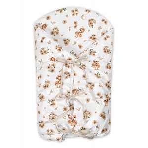 Baby Nellys Klasická retro zavinovačka LALLY šněrovací s výplní, Kačenky, béžová/bílá