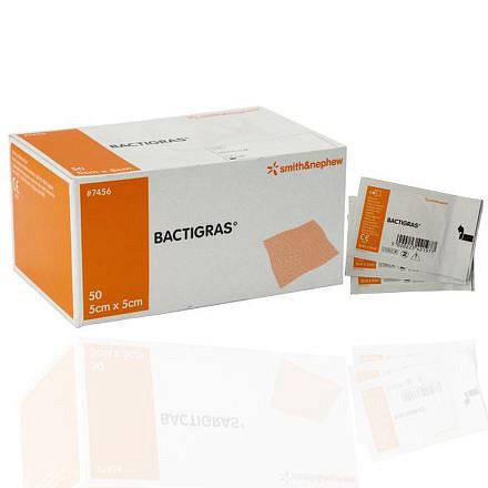 Krytí Bactigras s Chlorhexid.acetate 5cmx5cm/50ks