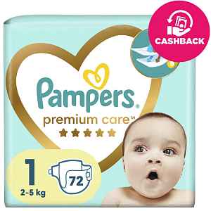 PAMPERS Premium Care Pleny jednorázové 1 (2-5 kg) 72 ks