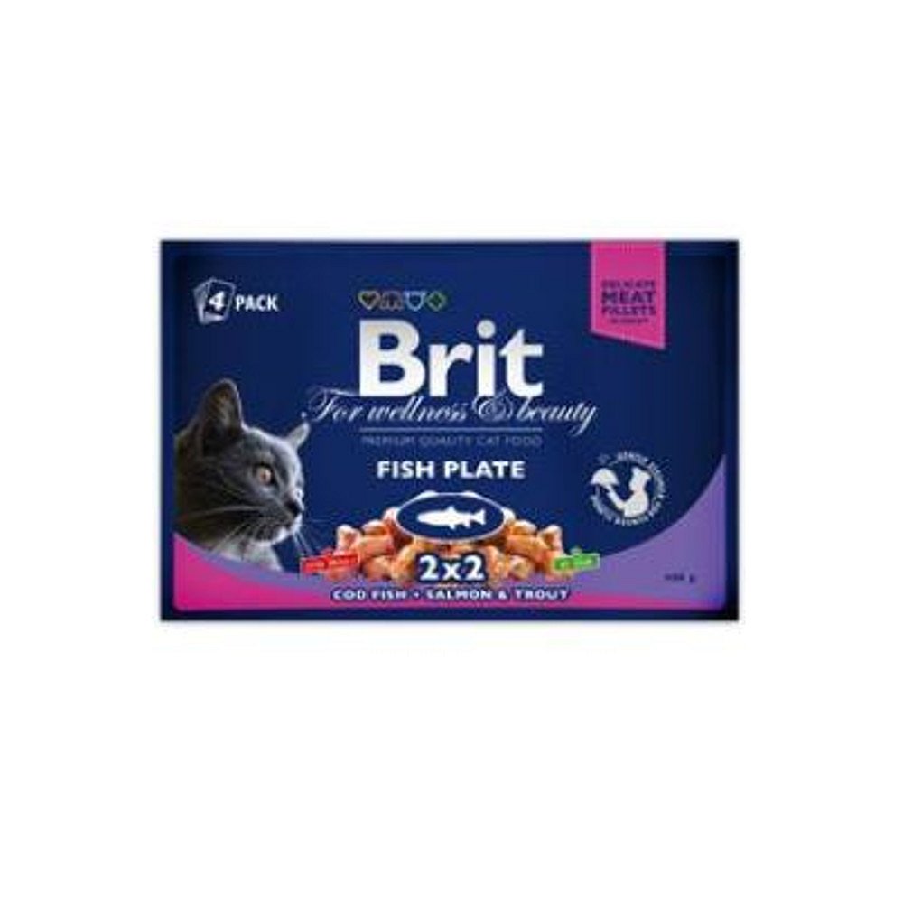 BRIT Premium Cat kapsa Fish Plate 400 g (4x100 g)