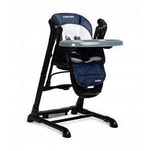 Caretero Jídelní židlička, houpačka 2 v 1, Indigo - černá, modrá