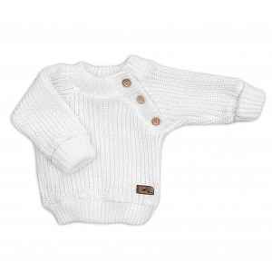Kazum Pletený svetřík pro miminko s knoflíčky Lovely, prodloužené náplety, bílý, 68/74
