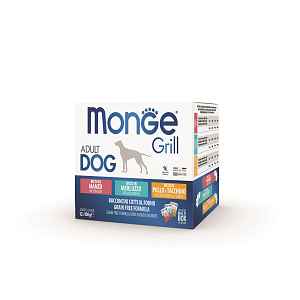 Monge Grill Dog Adult smíšená sousta - hovězí/treska/kuřecí-krůtí 12 x 100 g