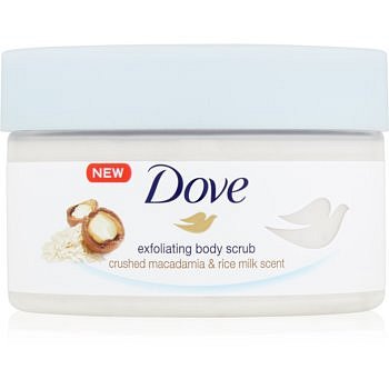 Dove Exfoliating Body Scrub Crushed Macadamia & Rice Milk vyživující tělový peeling  225 ml