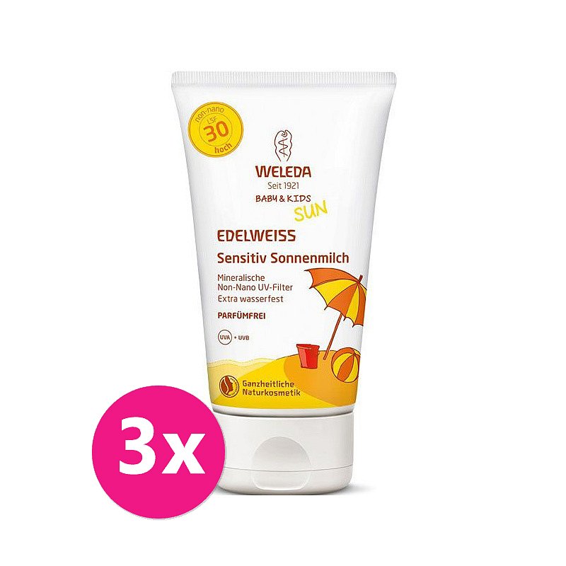 3 x WELEDA Dětské mléko na opalování SPF30 sensitive 150 ml