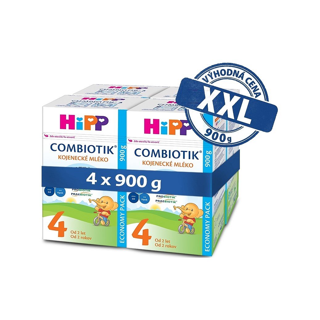 4 x HIPP Batolecí mléko 4 Junior Combiotik od uk. 2. roku, 900 g