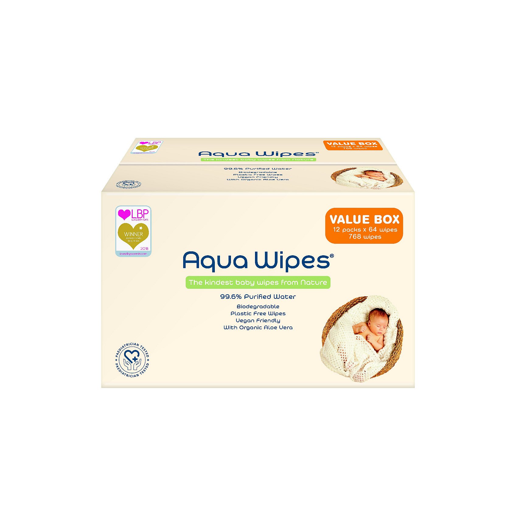 Aqua Wipes EKO Vlhčené ubrousky box 12x64 ks