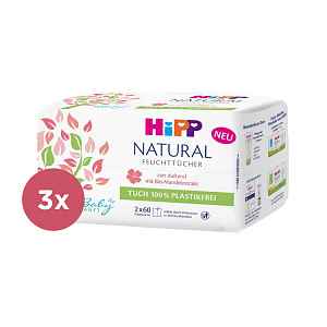 3x HIPP Babysanft Čistící vlhčené ubrousky Natural 2x60 ks