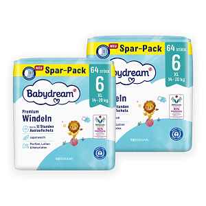 Babydream Pleny Premium XL, 14–20 kg, vel. 6, XXL balení 128 ks 128 ks