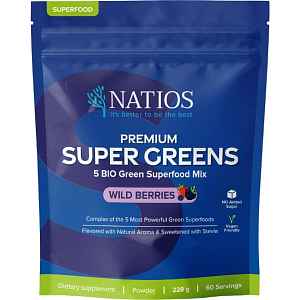 NATIOS Premium Super Greens Lesní ovoce 228g