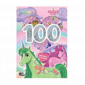 JIRI MODELS 100 metalických samolepek s omalovánkovými listy Jednorožci 1 ks