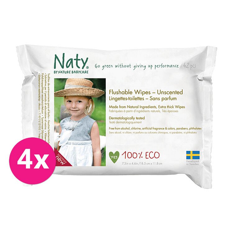 4x ECO BY NATY Ubrousky vlhčené toaletní Eco 42 ks