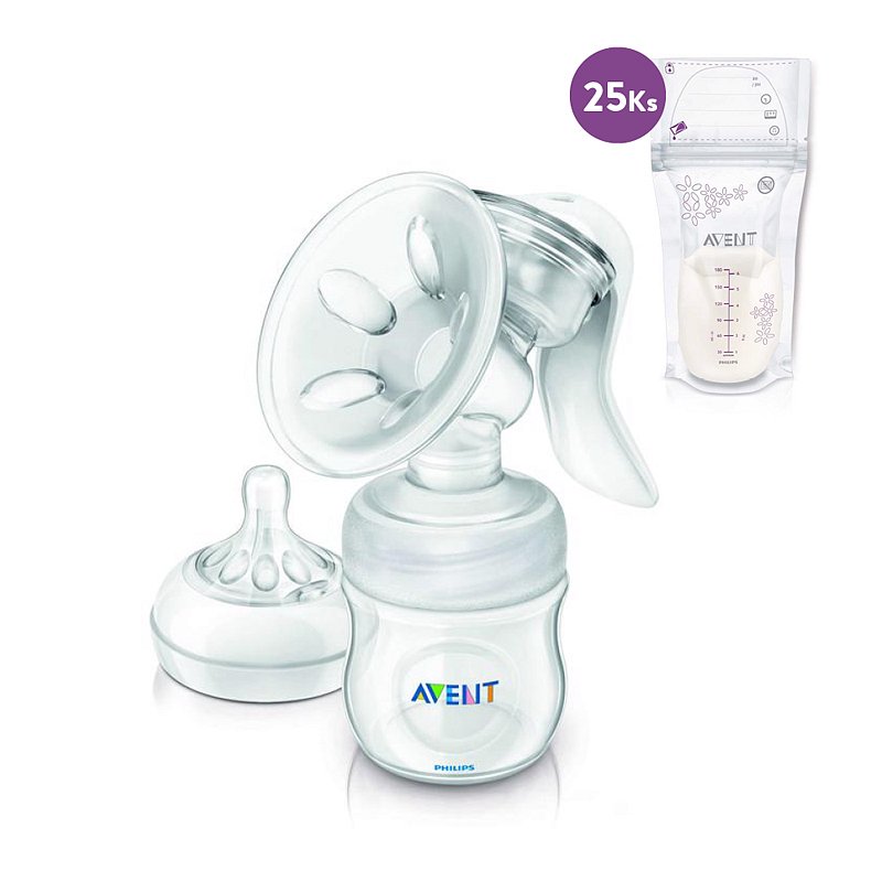 PHILIPS AVENT Odsávačka mléka Natural + sáčky na mléko 180 ml 25 ks