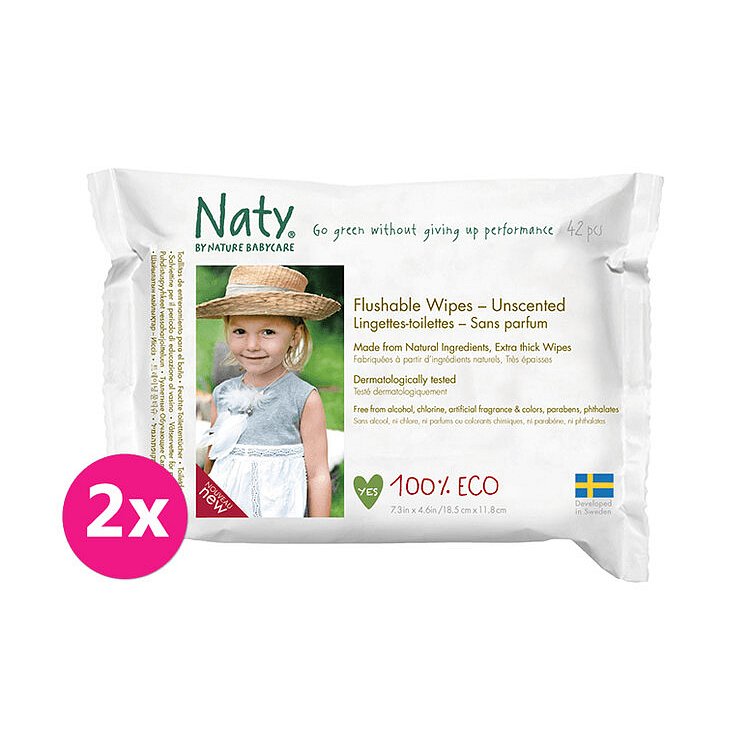 2x ECO BY NATY Ubrousky vlhčené toaletní Eco 42 ks