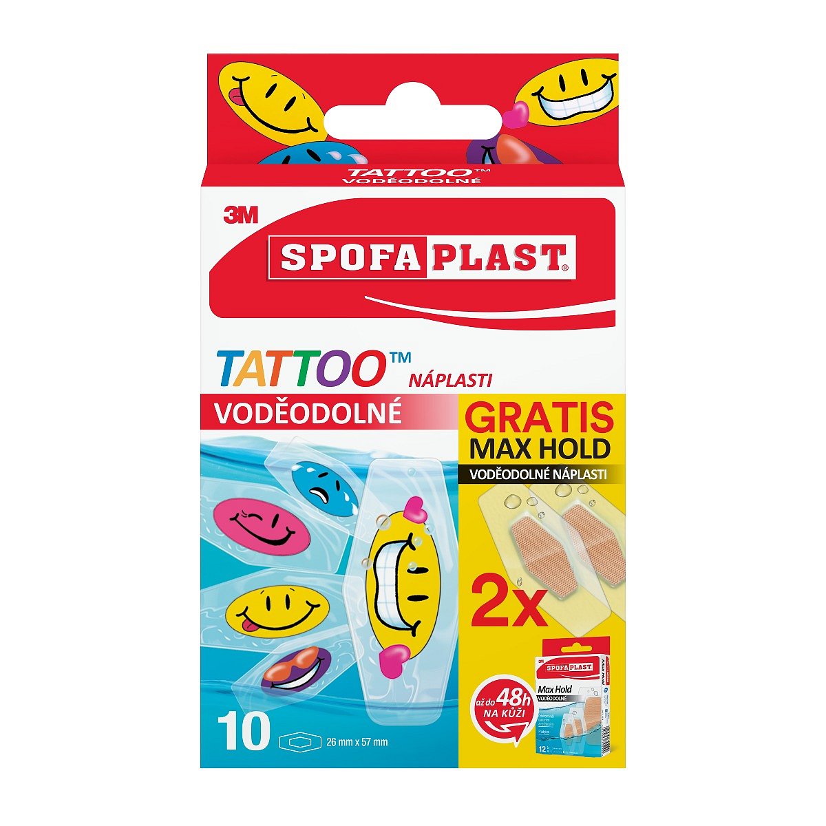 3M Spofaplast Voděodolné Tattoo dětské náplasti + 2 x Max Hold voděodolné 10 ks