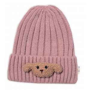 Baby Nellys Dětská zimní čepice Bear, pudrově růžová vel.  48-54 cm