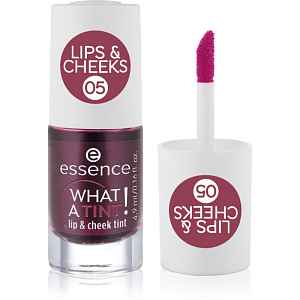 essence WHAT A TINT! tekutá tvářenka a lesk na rty odstín 05 Velvet Berry 4.9 ml
